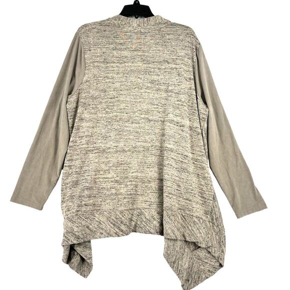 LOGO by Lori Goldstein Tunic Cardigan Sweater Top Mixed Media Marled Gray 1X - Picture 5 of 9